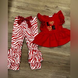 Red Love Outfit with Zebra Print Pants